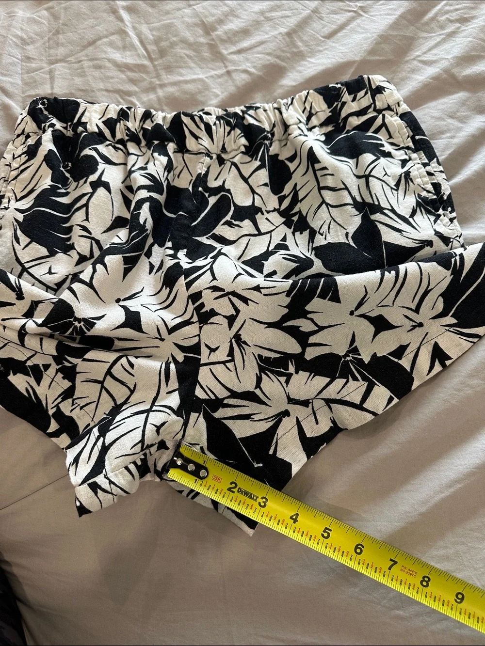 Michael Kors Black & White Floral Leaf Bermuda Shorts